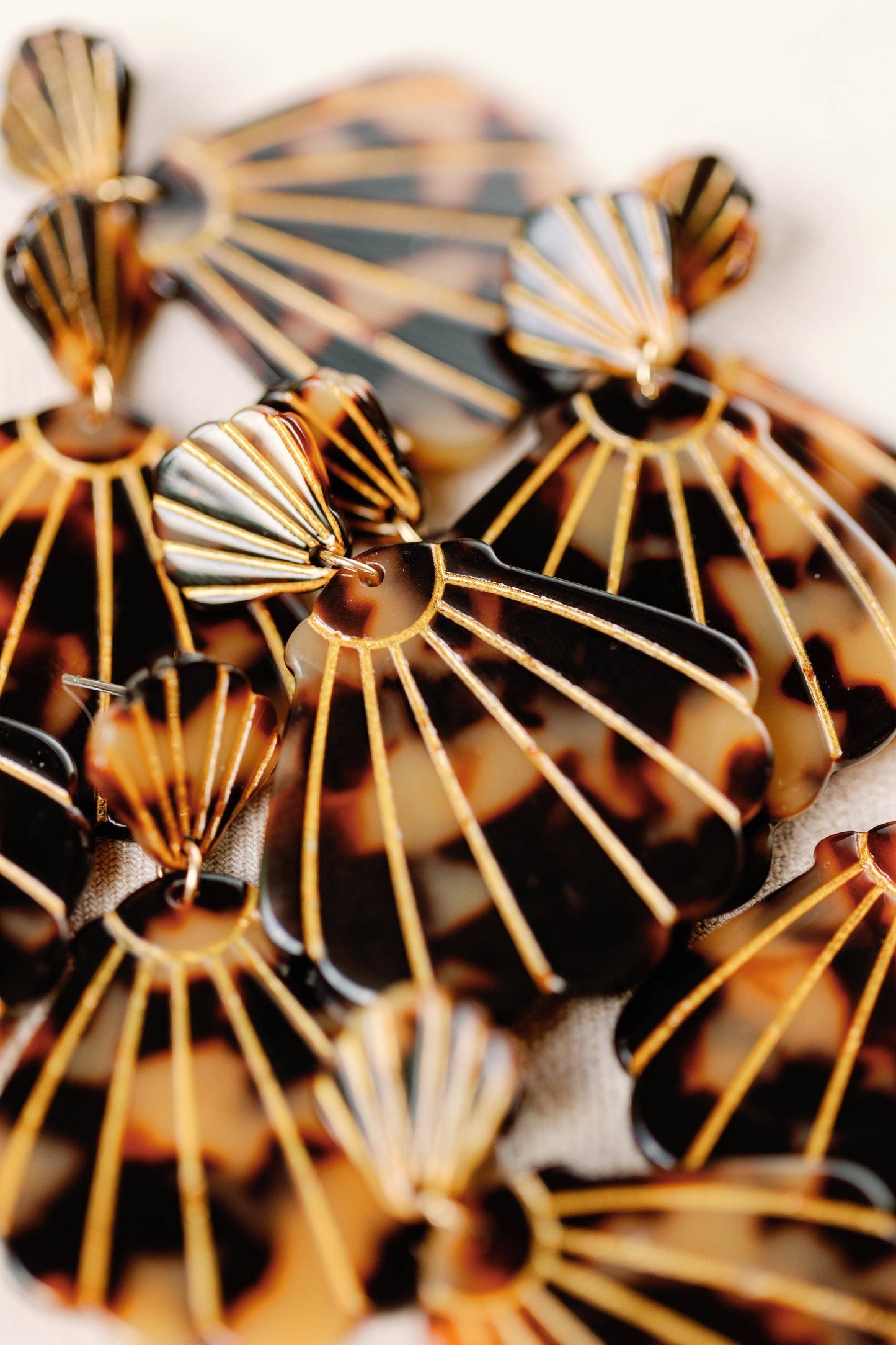 Brown Tortoise Shell Statement Earrings