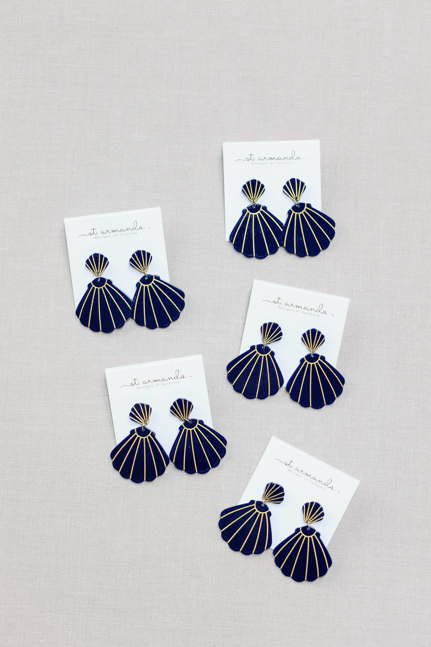 Navy Statement Shell Earrings