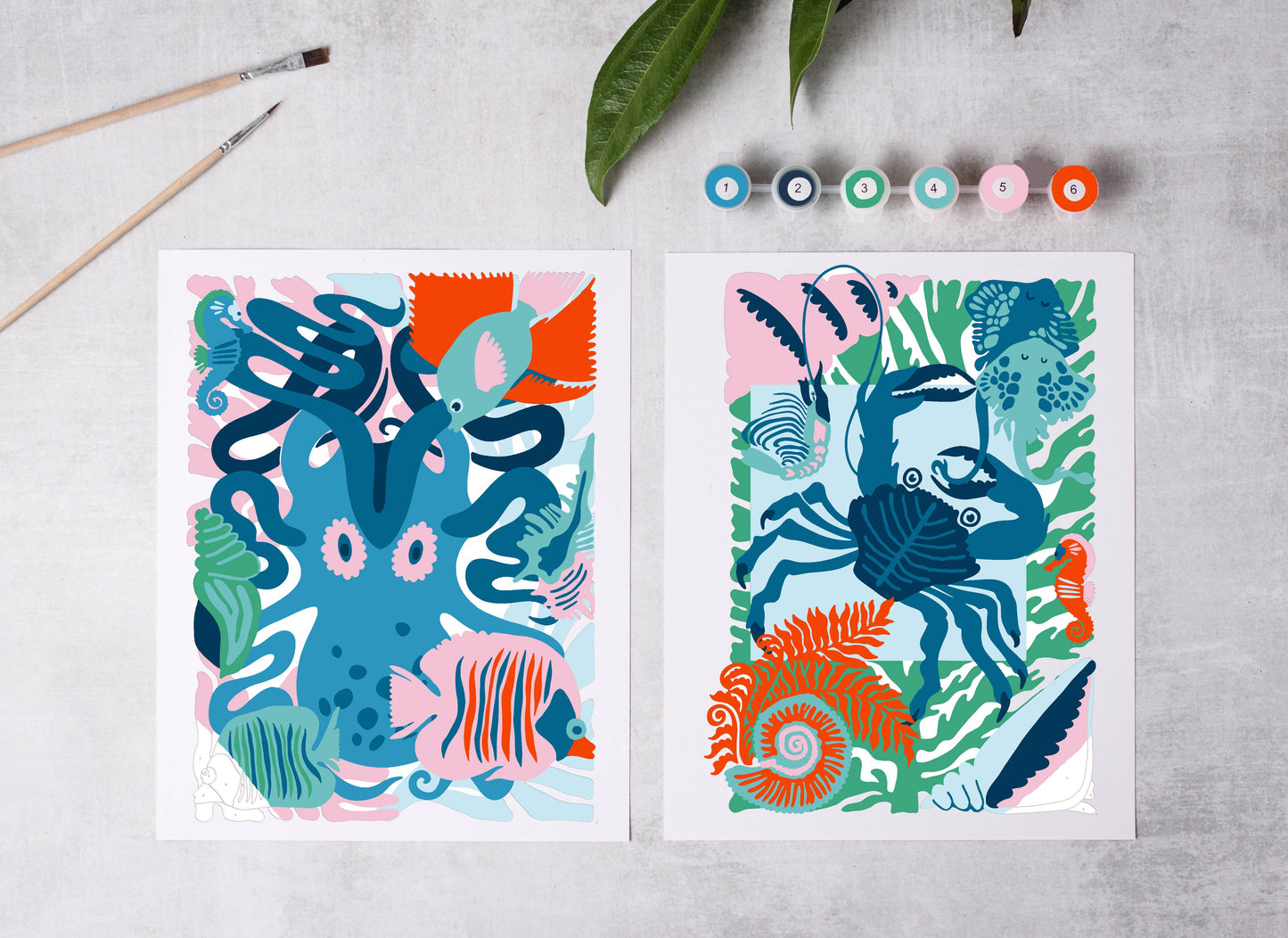 Sea Creatures Paint-By-Numbers kit