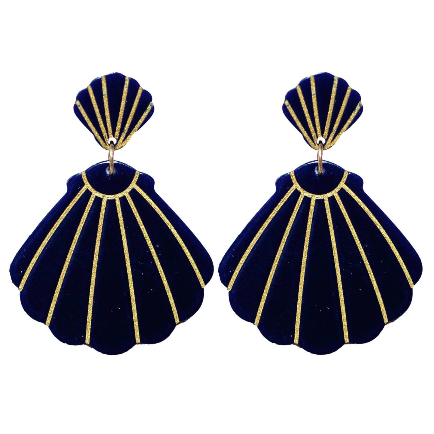 Navy Statement Shell Earrings