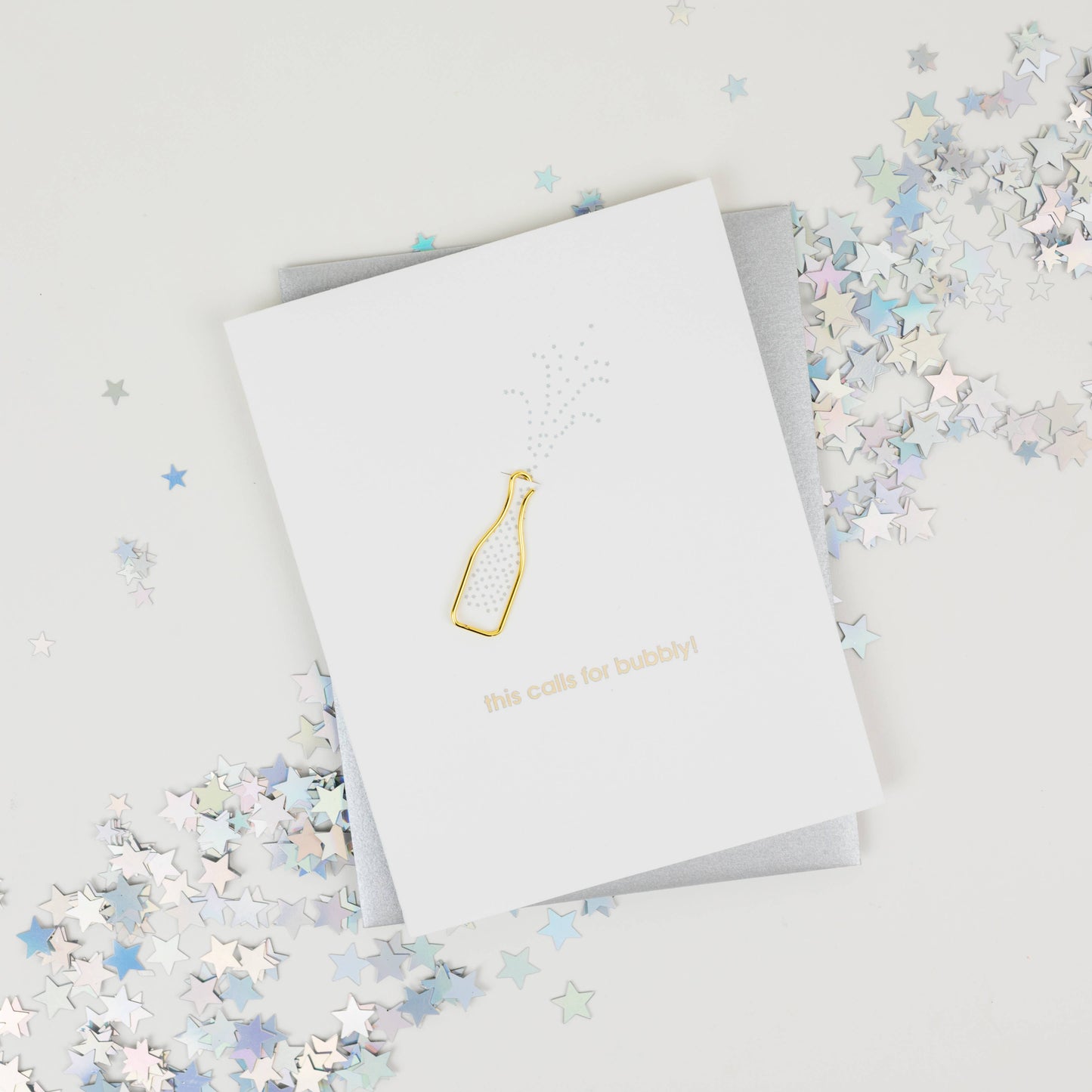 This Calls for Bubbly Paper Clip Letterpress Greeting Card