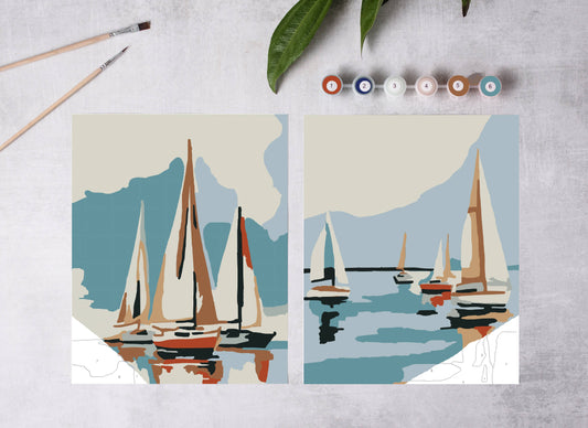 Sailboats at Sea Paint-By-Numbers kit