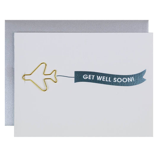 Banner: Get Well Soon Paper Clip Letterpress Card