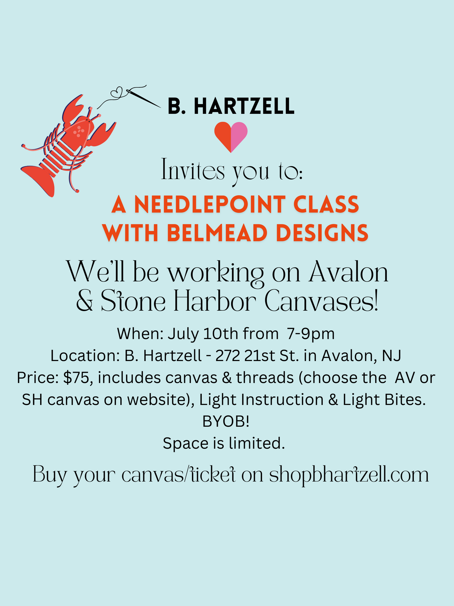 Stone Harbor Needlepoint - 96th Street Canvas - FOR JULY 10th EVENT