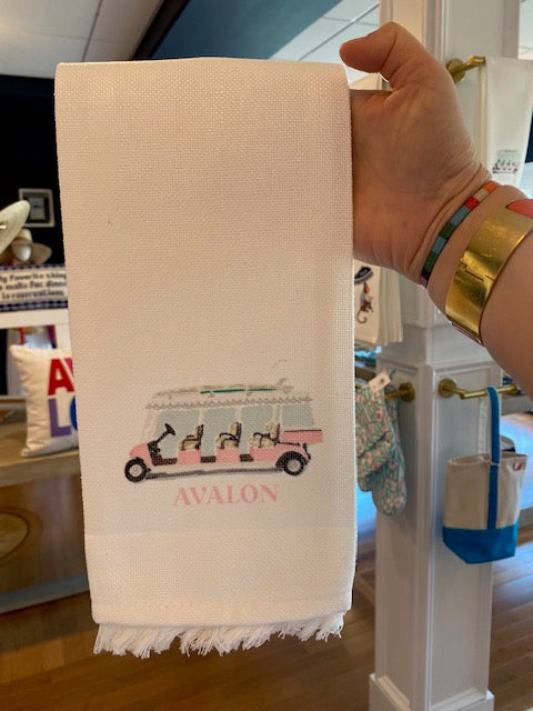 Linen Fringe Towel- Avalon Golf Cart