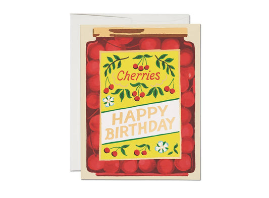 Jar of Cherries birthday greeting card