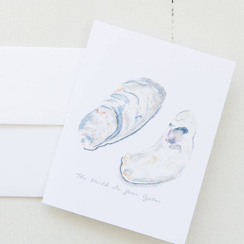 The World Is Your Oyster Watercolor Note Card