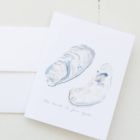 The World Is Your Oyster Watercolor Note Card (single card)