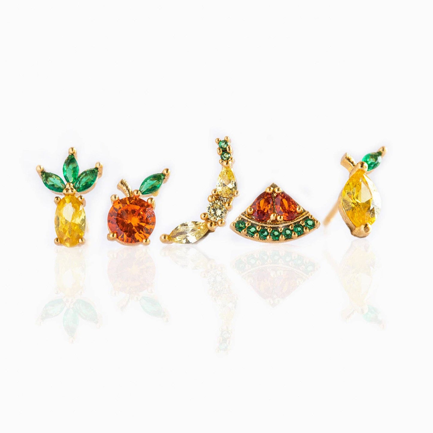 Tropical Fruit Basket Stud Set: Rose Gold