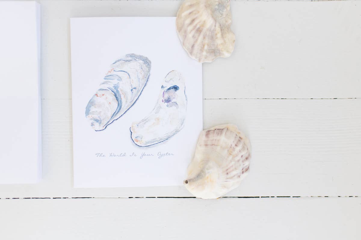 The World Is Your Oyster Watercolor Note Card