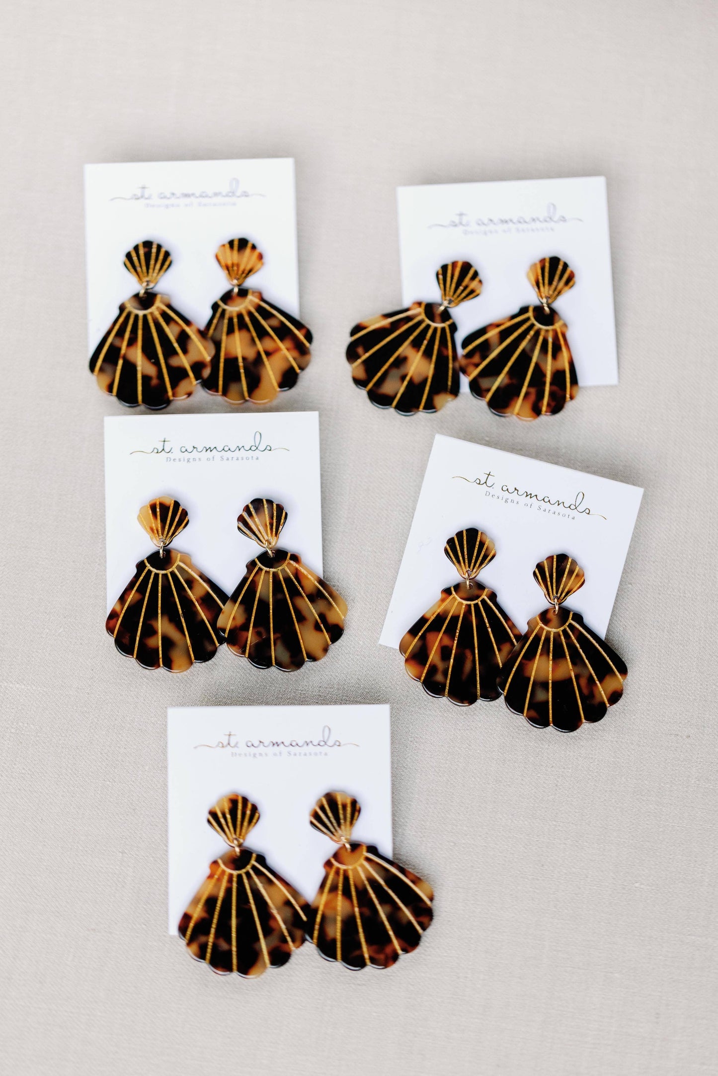 Brown Tortoise Shell Statement Earrings