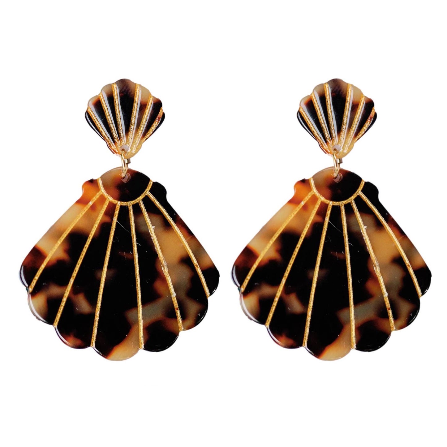 Brown Tortoise Shell Statement Earrings