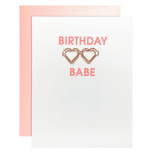 Birthday Babe Sunnies Paper Clip Letterpress Greeting Card