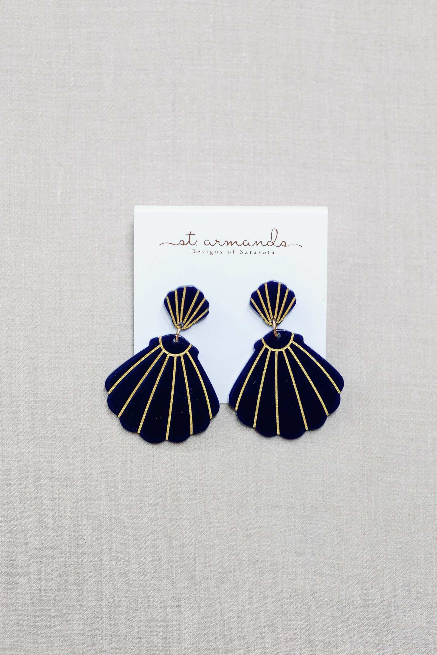 Navy Statement Shell Earrings