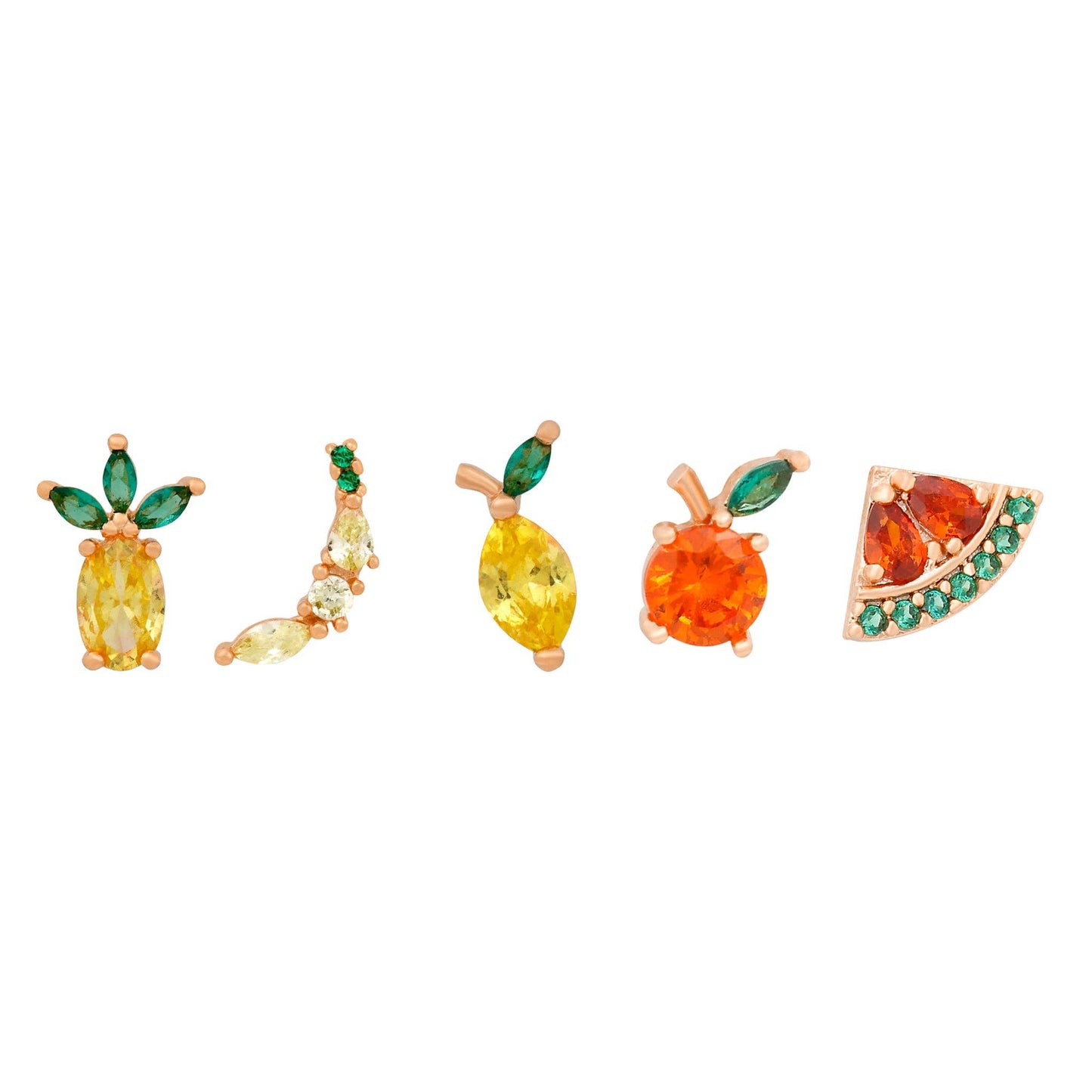 Tropical Fruit Basket Stud Set: Rose Gold